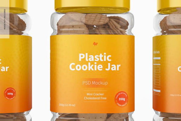 Free Plastic Cookie Jar Mockup, Close Up Psd