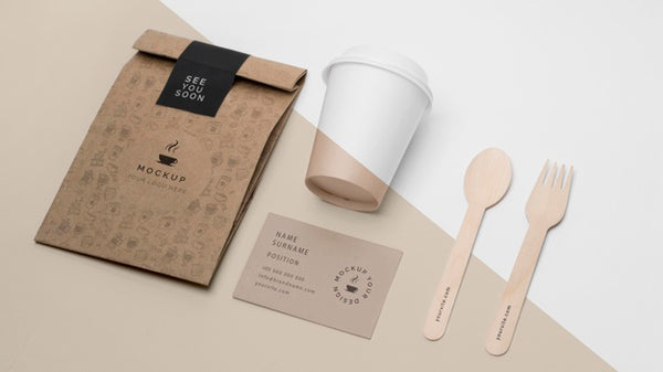 Free Plastic Cup And Paper Bag For Coffee Psd