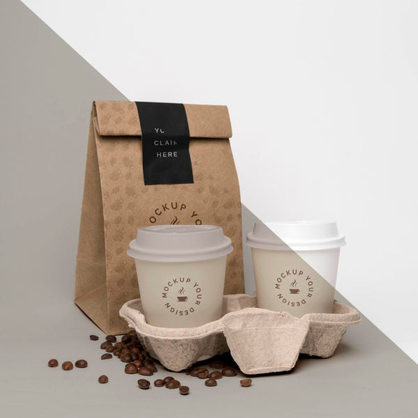 Free Plastic Cup With Coffee Beans Psd