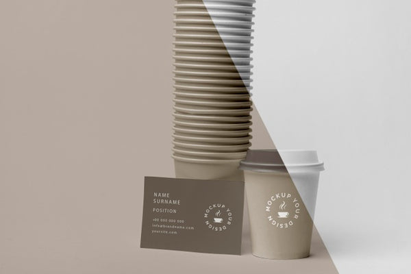 Free Plastic Cups With Coffee Mock Up On Table Psd