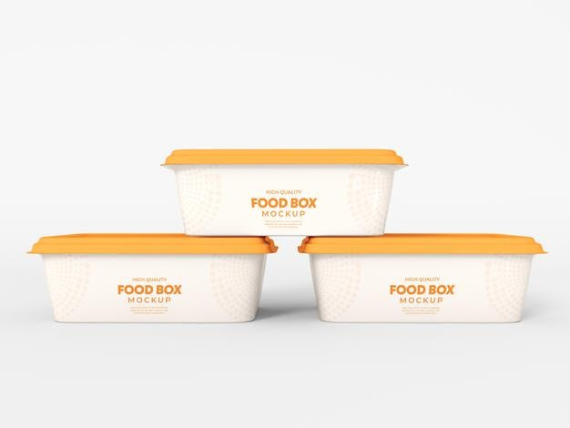 Free Plastic Food Box Packaging Mockup Psd
