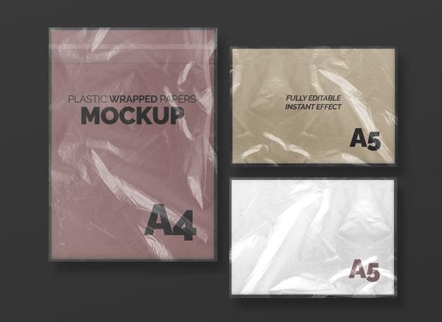 Free Plastic Wrapped Papers Mockup Set Psd – DreamBundles