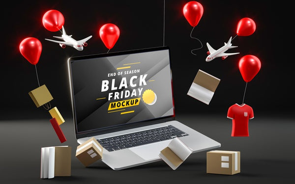 Free Pop-Up Balloons With Sales On Black Background Psd