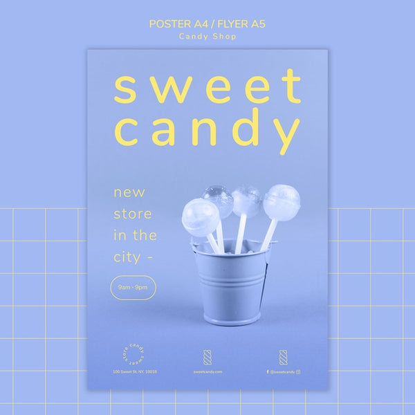 Free Poster Concept For Candy Shop Template Psd