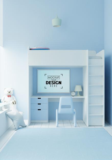 Free Poster Frame In Children'S Bedroom Mockup Psd