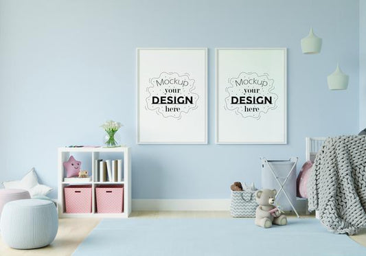 Free Poster Frame In Children'S Bedroom Mockup Psd