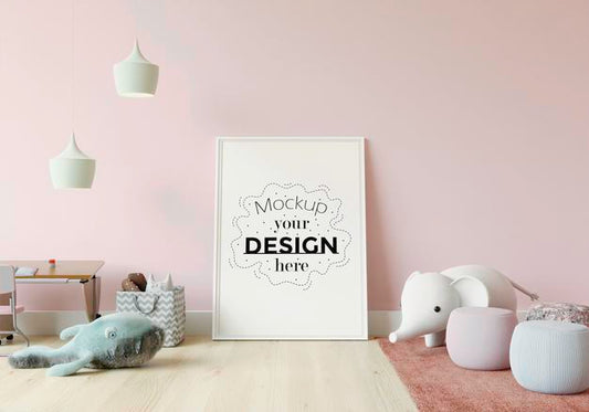Free Poster Frame In Children'S Bedroom Mockup Psd