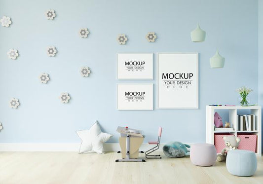 Free Poster Frame In Children'S Bedroom Mockup Psd