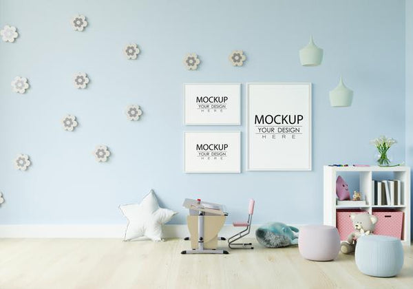 Free Poster Frame In Children'S Bedroom Mockup Psd