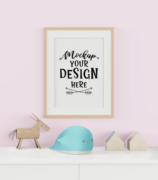 Free Poster Frame In Children'S Bedroom Psd Mockup Psd