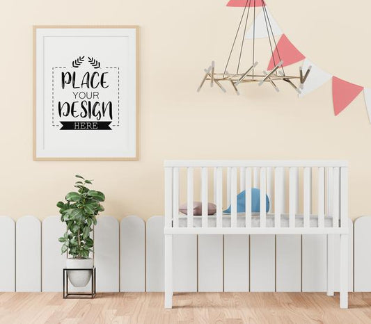Free Poster Frame In Children'S Bedroom Psd Mockup Psd