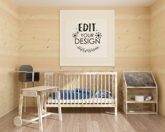Free Poster Frame In Children'S Bedroom Psd Mockup Psd