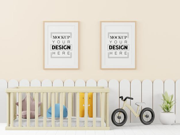 Free Poster Frame In Children'S Bedroom Psd Mockup Psd