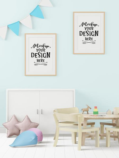 Free Poster Frame In Children'S Bedroom Psd Mockup Psd