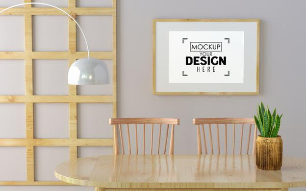 Free Poster Frame In Dining Room Mockup Psd