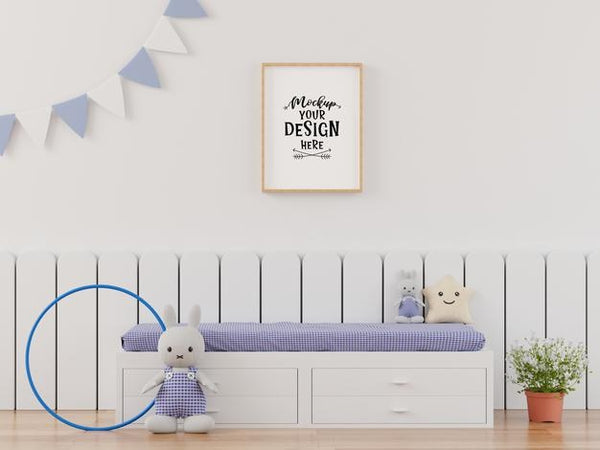 Free Poster Frame In Kids Room Psd Mockup Psd