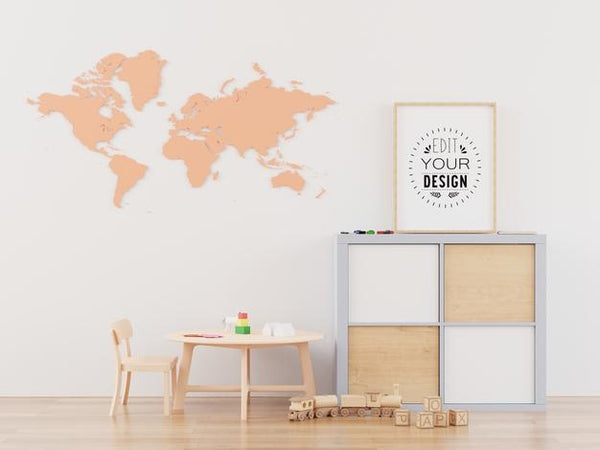 Free Poster Frame In Kids Room Psd Mockup Psd