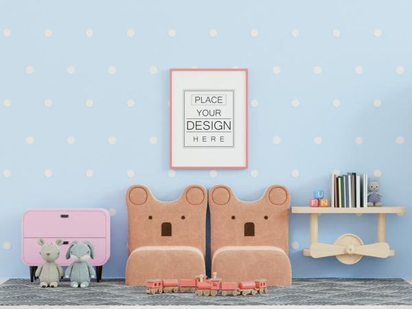 Free Poster Frame In Kids Room Psd Mockup Psd