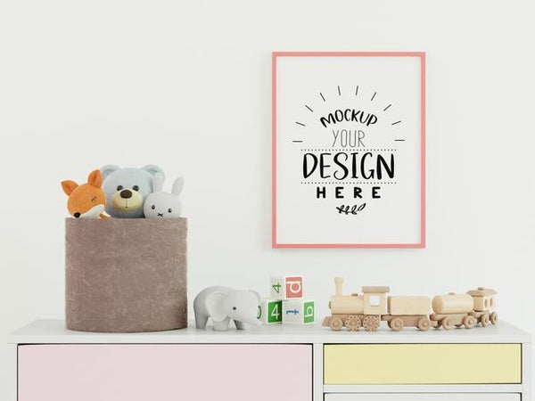 Free Poster Frame In Kids Room Psd Mockup Psd