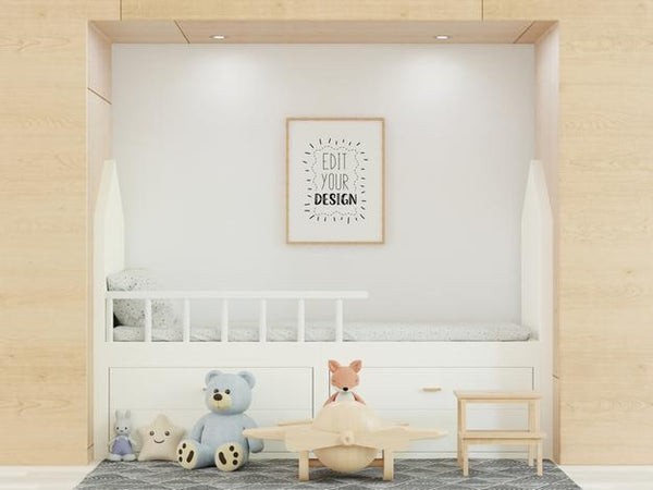 Free Poster Frame In Kids Room Psd Mockup Psd