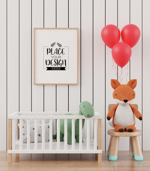 Free Poster Frame In Kids Room Psd Mockup Psd