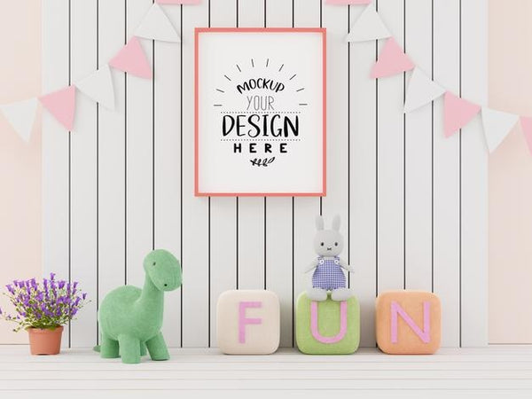 Free Poster Frame In Kids Room Psd Mockup Psd