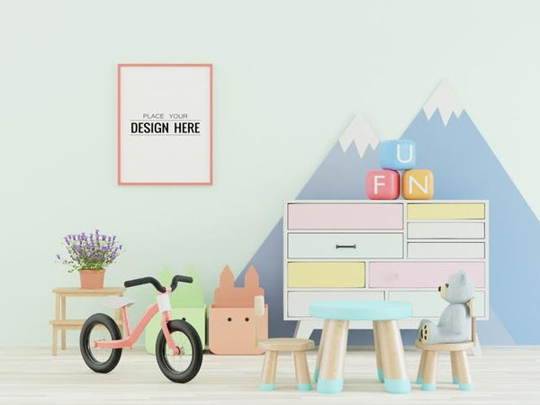 Free Poster Frame In Kids Room Psd Mockup Psd