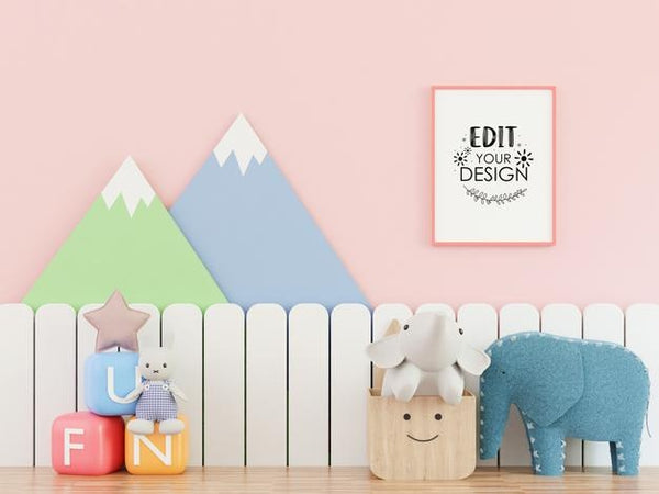 Free Poster Frame In Kids Room Psd Mockup Psd