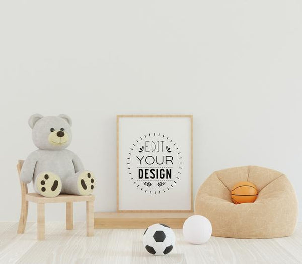 Free Poster Frame In Kids Room Psd Mockup Psd