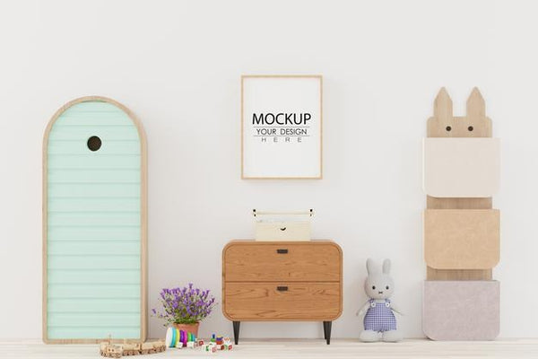 Free Poster Frame In Kids Room Psd Mockup Psd