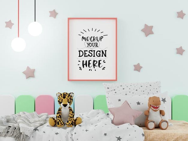 Free Poster Frame In Kids Room Psd Mockup Psd