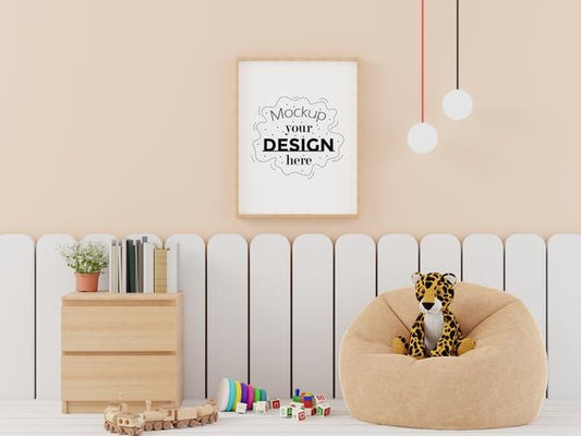 Free Poster Frame In Kids Room Psd Mockup Psd