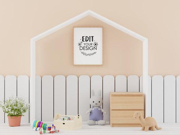 Free Poster Frame In Kids Room Psd Mockup Psd