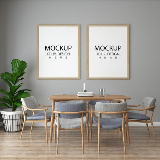 Free Poster Frame In Living Room Mock Up Psd