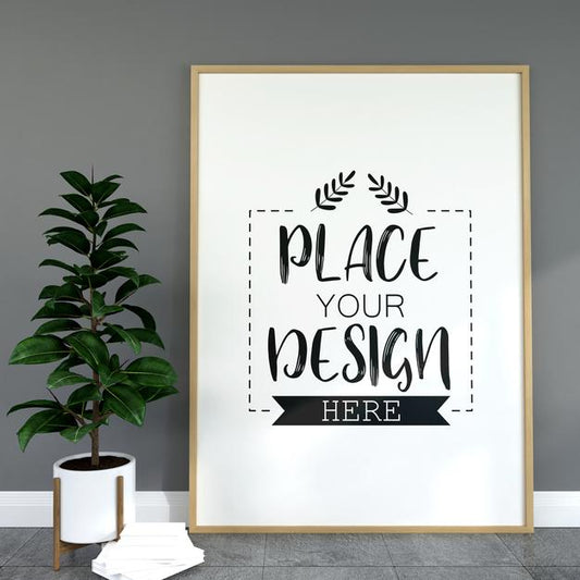 Free Poster Frame In Living Room Mock Up Psd