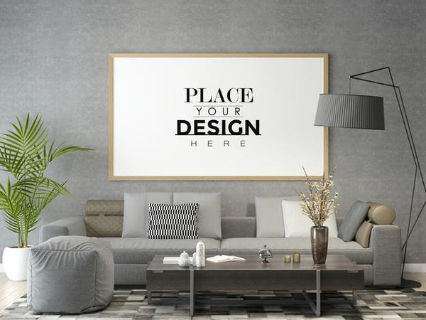 Free Poster Frame In Living Room Mock Up Psd