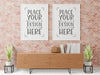 Free Poster Frame In Living Room Mockup Psd