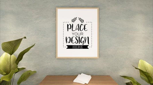 Free Poster Frame In Living Room Mockup Psd