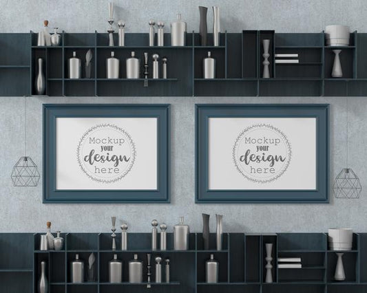 Free Poster Frame In Living Room Mockup Psd