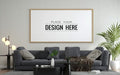 Free Poster Frame In Living Room Mockup Psd