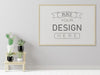Free Poster Frame In Living Room Mockup Psd