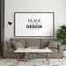 Free Poster Frame In Living Room Mockup Psd