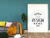 Free Poster Frame In Living Room Mockup Psd