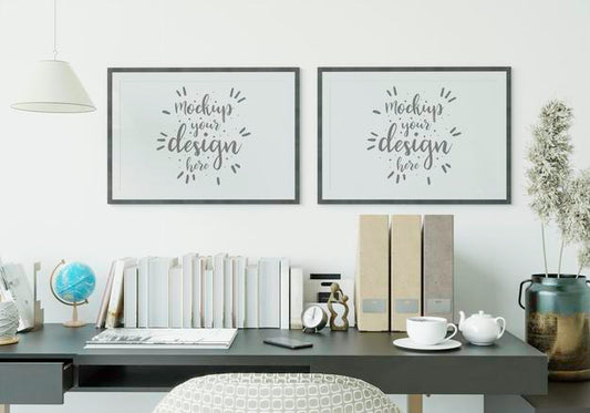 Free Poster Frame In Living Room Mockup Psd
