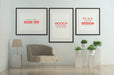 Free Poster Frame In Living Room Mockup Psd