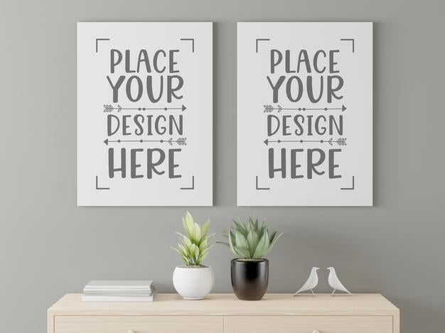 Free Poster Frame In Living Room Mockup Psd