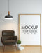 Free Poster Frame In Living Room Mockup Psd