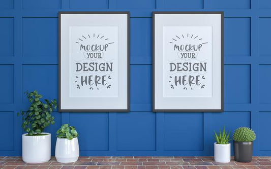 Free Poster Frame In Living Room Mockup Psd