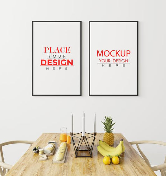 Free Poster Frame In Living Room Mockup Psd