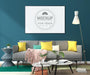 Free Poster Frame In Living Room Mockup Psd